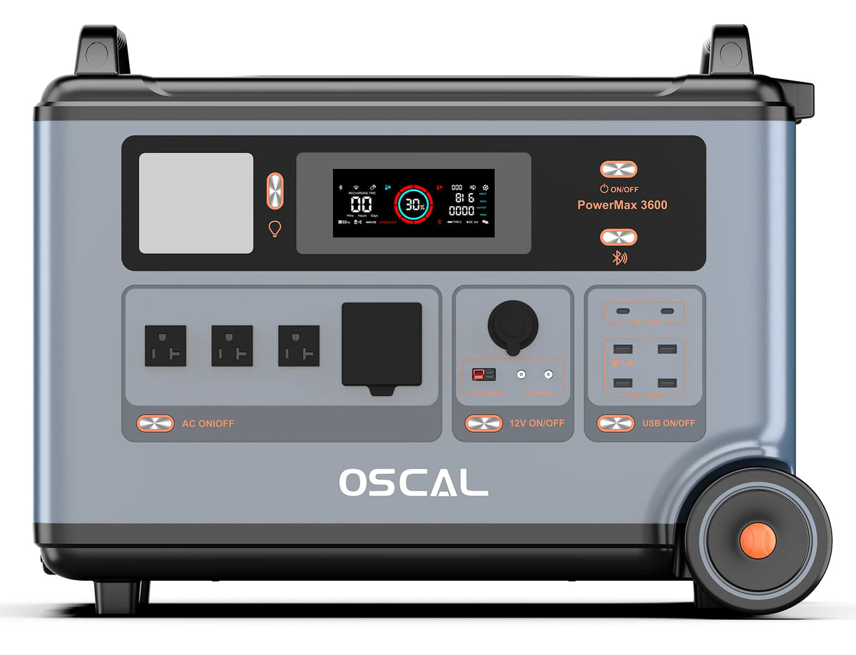OSCAL PowerMax 6000 Portable Power Station, 3600Wh LiFePO4 Battery with 6000W Output, BP3600 Expansion Battery & 200W Solar Panels, Solar Generator for Camping, Home, Outdoor, Emergency Use