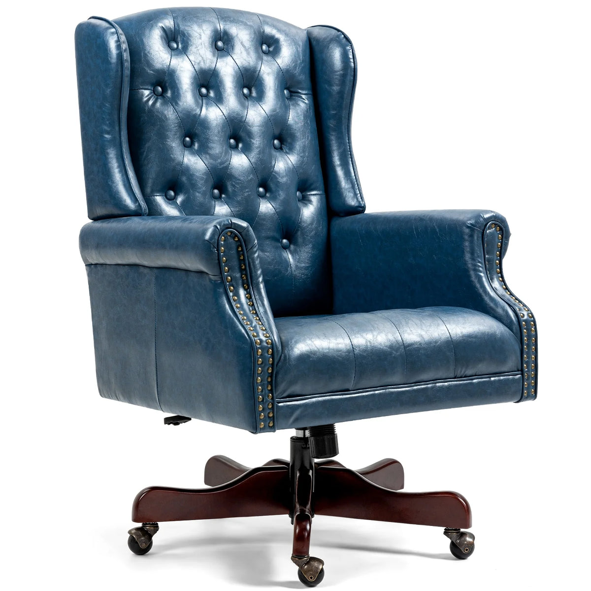 Homhum Classic Boss Office Chair, High Back Faux Leather Swivel Desk Chair, Adult, Brown