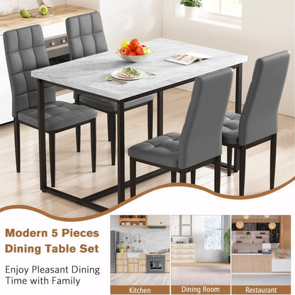 SEGMART Dining Table with 4 High-Back Upholstered Chairs, Modern Dinette Set, Dining Table & Chairs Set for 4 Persons, Small Home Kitchen Dining Table Set, Ideal for Apartment Breakfast Nook