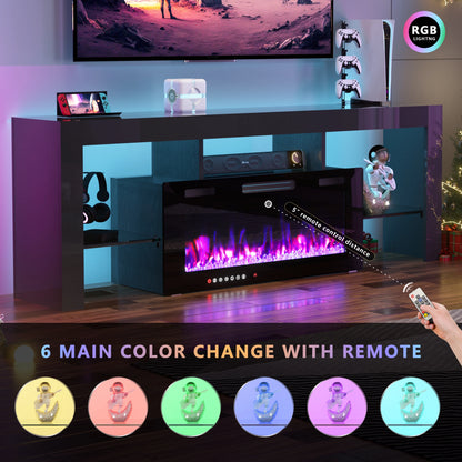 70" Electric Fireplace TV Stand by GetYes - Sleek White Design with Adjustable Flame & Remote Control, Perfect for Living Room