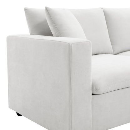 Harper & Bright Designs Modern Sectional Sofa 3 Seat Couch with Ottoman, Upholstered L Shaped Cloud Couch for Small Space Apartment Office, White