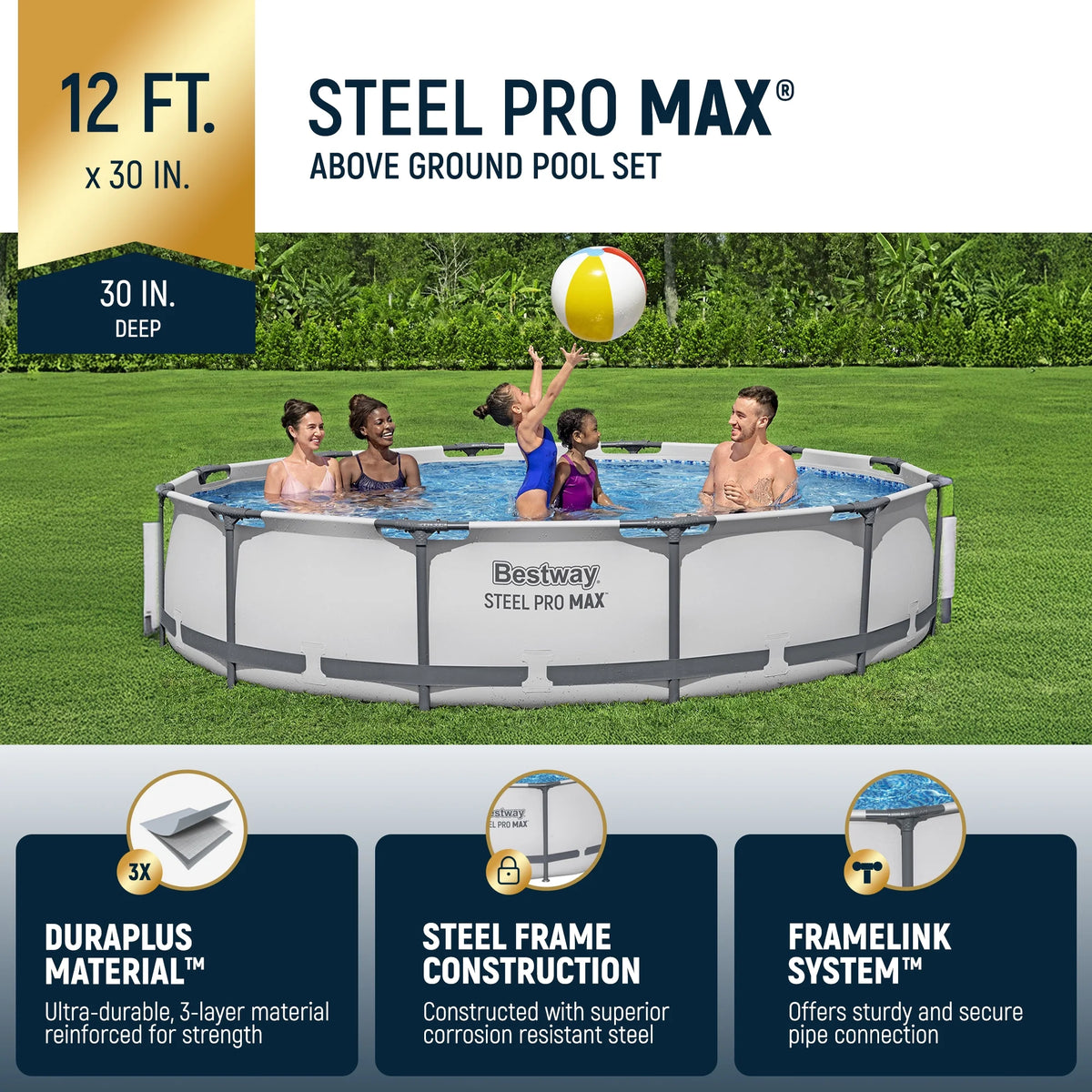 Bestway Steel Pro MAX 10' x 30" Above Ground Pool Set Round
