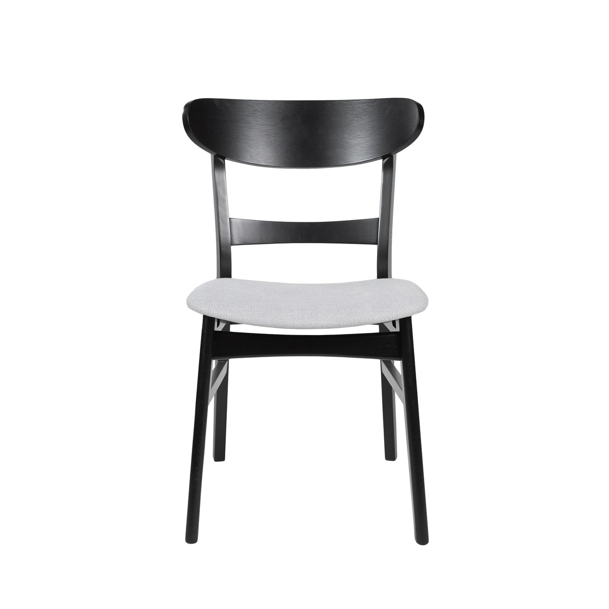 GDFSTUDIO Mid Century Modern Fabric Upholstered Rubberwood Dining Chairs, Set of 2, Dark Gray and Walnut