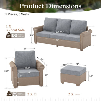 Sophia & William 6 Pieces Wicker Patio Furniture Set 7-Seat Outdoor Cushioned Conversation Set with Coffe Table, Beige