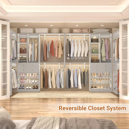 iSunirm 5FT Closet System with Drawers,5FT Closet System with Drawers, 60" Closet Organizer System with 2 Hanging Shelving Perfect Storage Solution for Organizing Your Closet