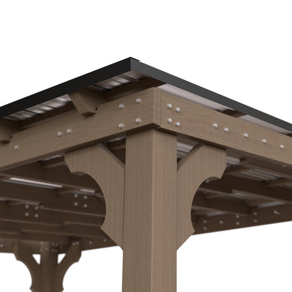 VEIKOUS 8' x 5' Outdoor Hardtop Gazebo, BBQ Grill Gazebo w/ Workstation Shelves for Lawn, Garden, Deck