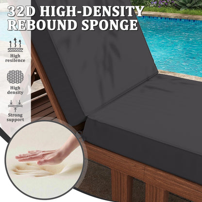 Kimunuk Outdoor Chaise Lounge Cushions set of 2, 80" x 26" x 4" Waterproof Pool Beach Recliner Replacement Cushions with Ties, Navy