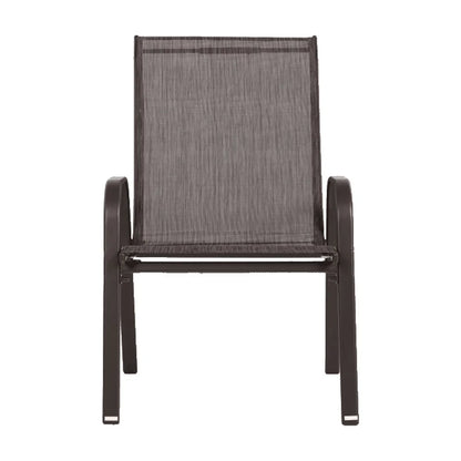4 Piece Patio Chairs, Outdoor Camping Chairs with Breathable Textilene Fabric, Set of 2 Garden Chairs with Armrest High Backrest for Garden Patio Pool Beach Yard Space Saving ( Brown)