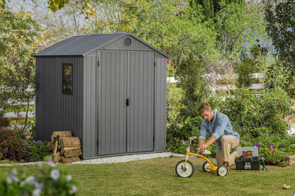 Keter Outdoor Storage Shed, Durable Resin, Compact & Portable, Store-It-Out Darwin, Grey