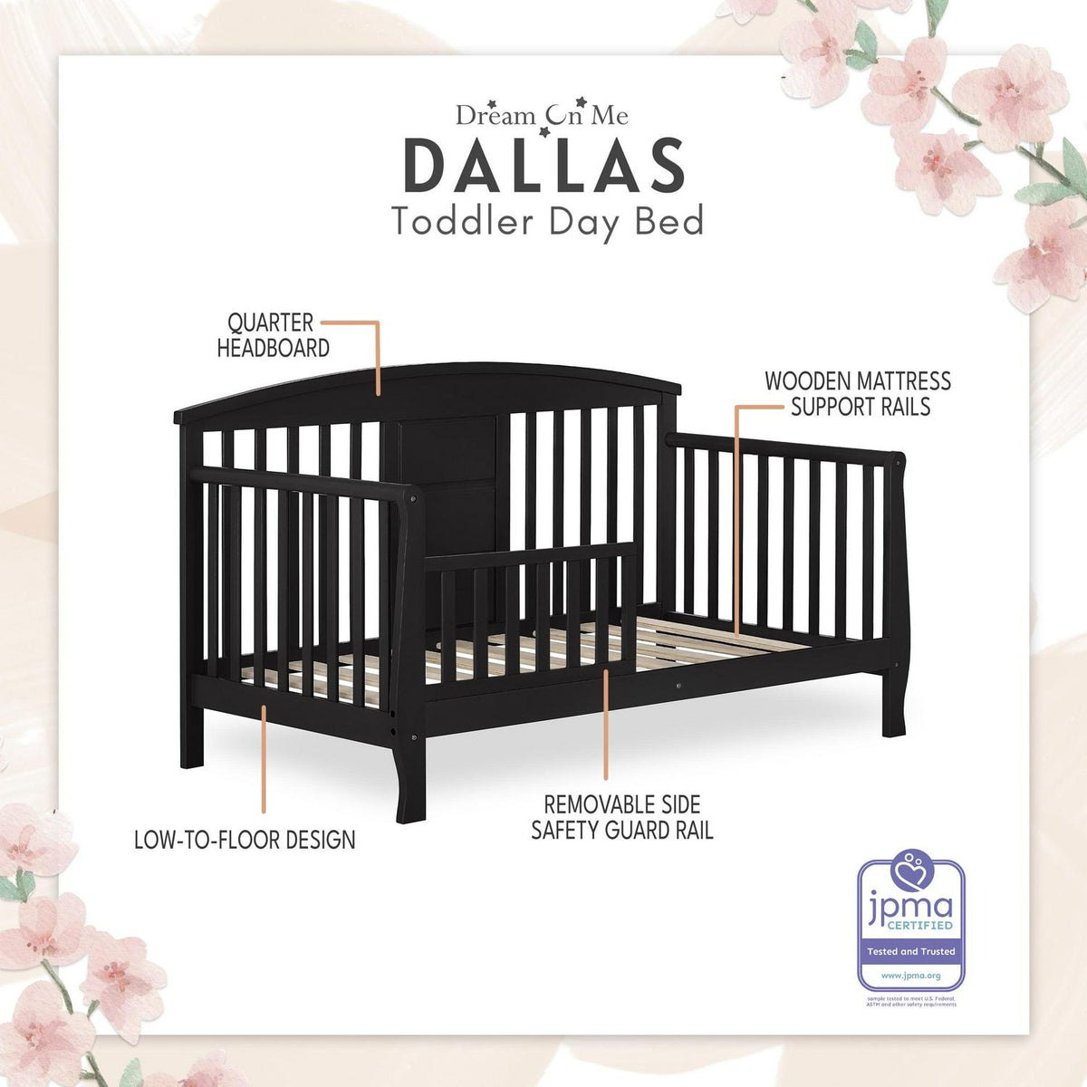 Dream On Me Dallas Toddler Day Bed. Black