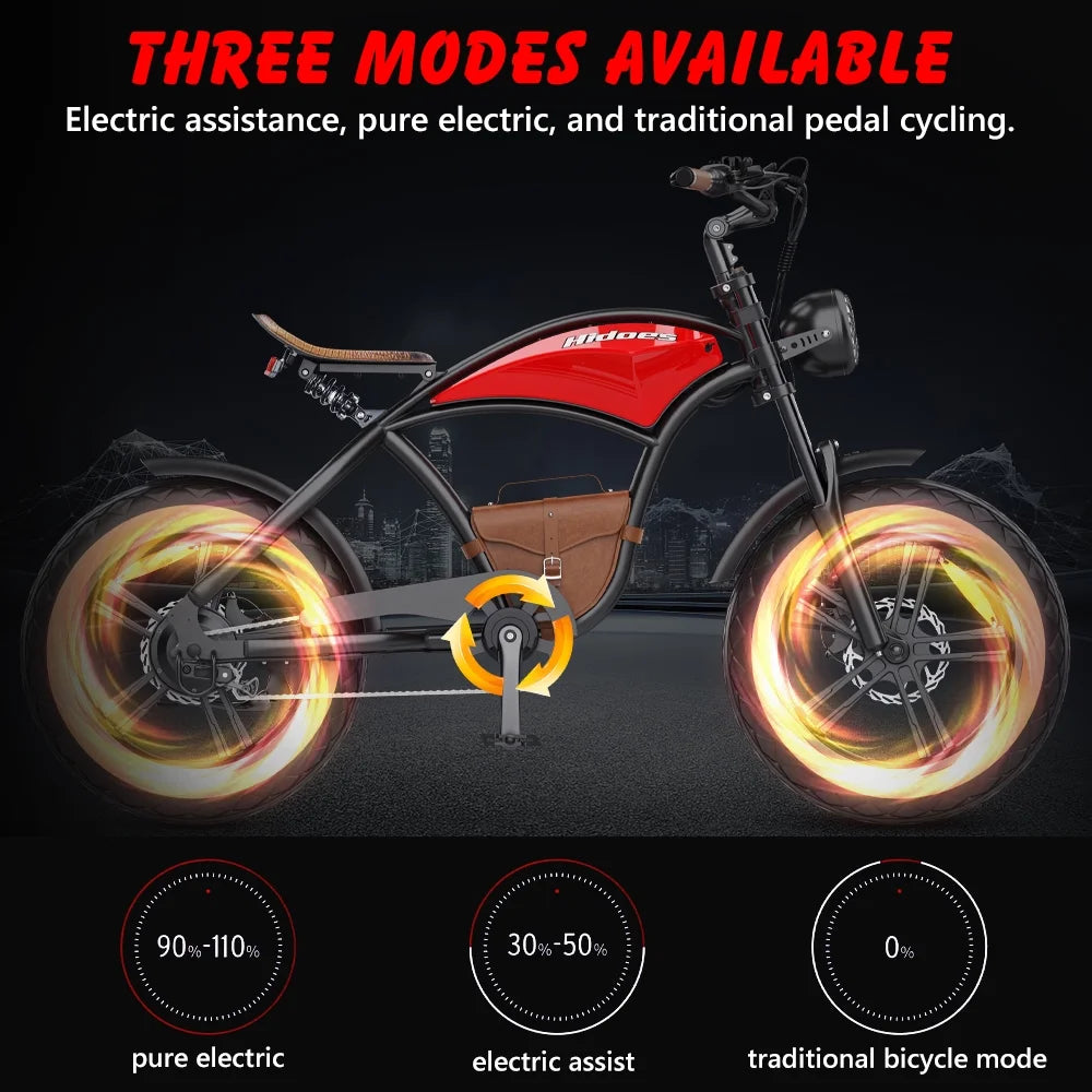 Hidoes B10 Electric Mountain Bike for Men/Woman 1000W Adult Electric Bicycle 20" Fat Tire Off Road E-bike with Removable Battery up to 28 mph,Free Shipping, Red