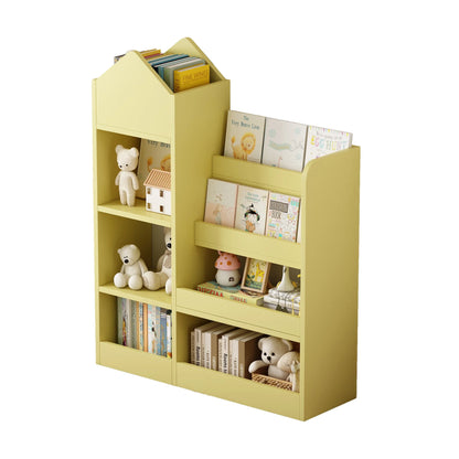 PORKISS Bookshelf for Kids, Wood Kids Bookcase with Toy Storage Organizer, Freestanding Book Shelf with 6 Compartments and 2 Baskets Bins for Kids Bedroom, Nursery, Playroom, Natural