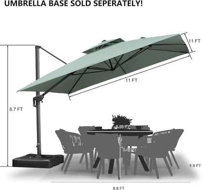 PURPLE LEAF Outdoor Cantilever Umbrella 10' X 13' Rectangle Umbrella Large Patio Umbrella Windproof Heavy Duty Hanging Offset Umbrella for Garden Outdoor Pool, Dark Grey