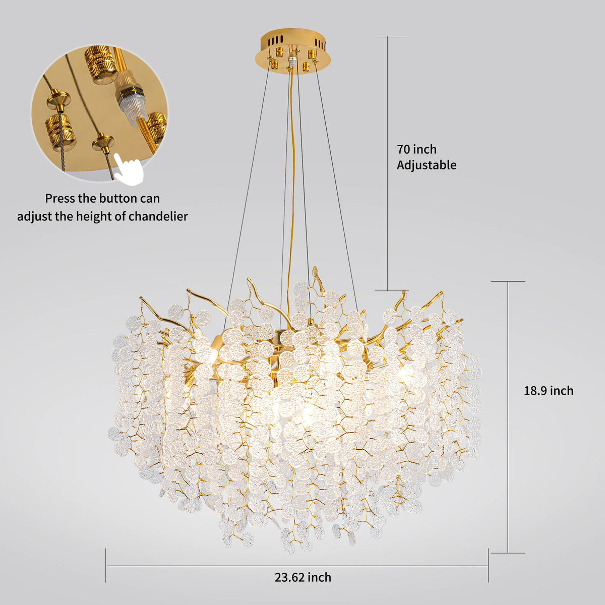 Modern Tree Branch Chandelier,Round Luxury Chandeliers for Dining Room,High Ceiling Chandelier Light Fixture Hanging Pendant Light Fixtures