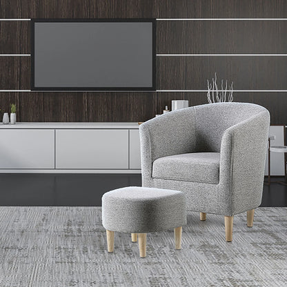 Lohoms Accent Arm Chair With Ottoman Set, Modern Home Leisure Chair with Footrest, Comfy Upholstered Armchair Single Sofa, Reading Chair with Solid Wood Legs for Living Room Bedroom, Gray