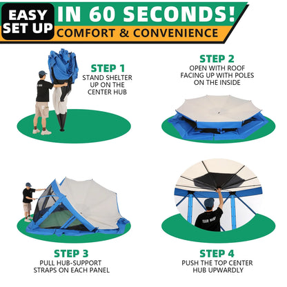 COBIZI 8x8 Pop up Gazebo Tent, Ez up Waterproof Screen Tent Screen House, Portable Outdoor Canopy Sun Shelter with 3 Sidewalls, Carry Bag & Ground Stakes for Camping, Garden and Picnics, Gray