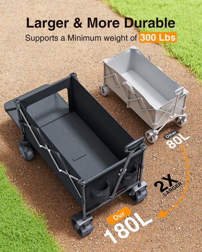 KEESTP Electric Utility Wagon, 300W Motor,Foldable Cart with All Terrain Wheel for Camping/Gardening/Shopping