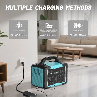 1000W Portable Solar Generator, 1024Wh LiFePO4 Battery Power Station with 100W Solar Panel, USB-C Power Bank for for Camping, Outdoor Travel, RV, and Home Emergency-Blue
