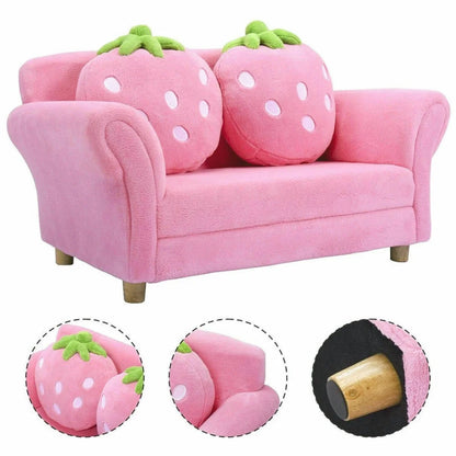 Spaco BL/PI Kids Strawberry Armrest Chair Sofa-Pink, Kids Couch for Kids