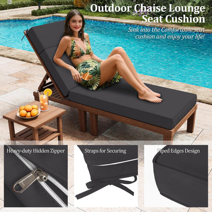 Kimunuk Outdoor Chaise Lounge Cushions set of 2, 80" x 26" x 4" Waterproof Pool Beach Recliner Replacement Cushions with Ties, Navy