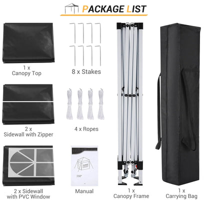 SANOPY 10'x10' Outdoor Canopy Tent Waterproof Pop Up Backyard Canopy Portable Party Commercial Instant Canopy Shelter Tent Gazebo with 4 Removable Sidewalls & Carrying Bag for Wedding Picnics Camping
