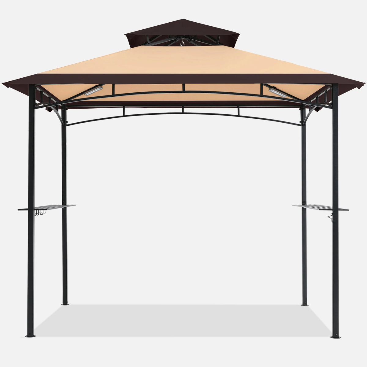 MASTERCANOPY 8' x 5' Grill Gazebo Outdoor BBQ Gazebo Canopy with LED Lights for Patio, Brown