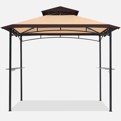 MASTERCANOPY 8' x 5' Grill Gazebo Outdoor BBQ Gazebo Canopy with LED Lights for Patio, Brown