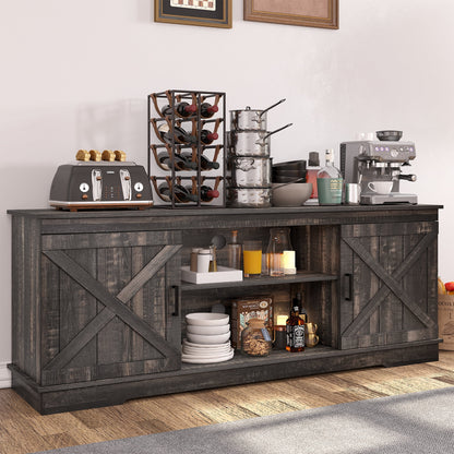 Dextrus Farmhouse TV Stand for 65 inch TV, Entertainment Center for Living Room, TV Media Console Cabinet, Grey Wash