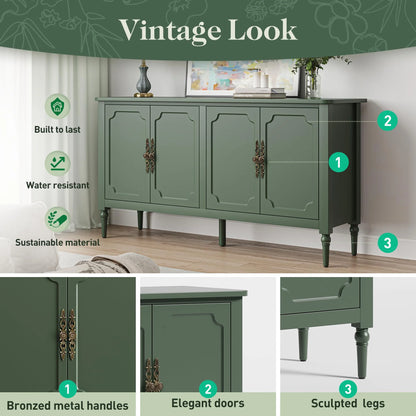 CozyHome Mid Century Modern Sideboard Buffet Cabinet with Storage, 58'' Console Cabinet, Green