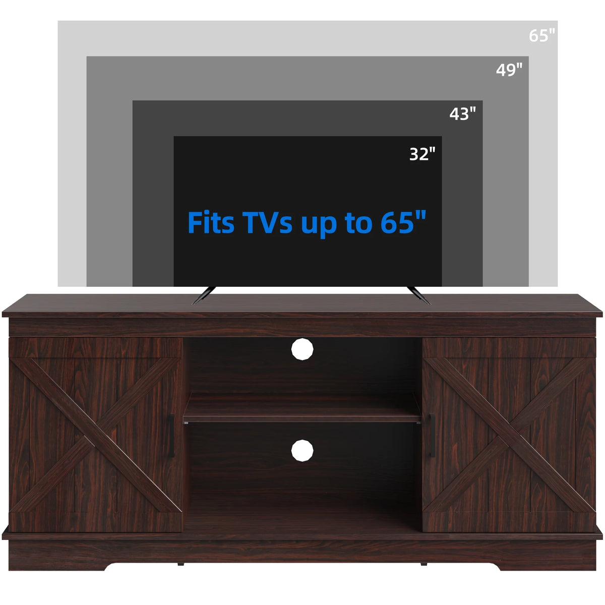 Dextrus Farmhouse TV Stand for 65 inch TV, Entertainment Center for Living Room, TV Media Console Cabinet, Grey Wash