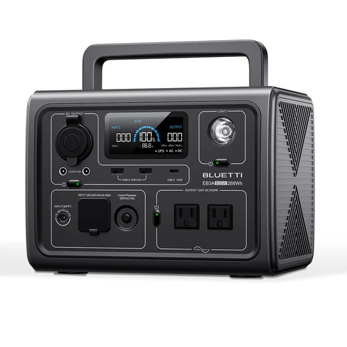 BLUETTI EB3A Solar Generator, 600W/268Wh Portable Power Station, UPS LiFePO4 Solar Generator for House, Camping