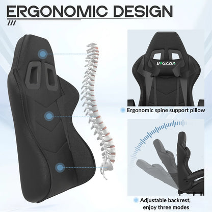 Bigzzia Gaming Chair with Footrest, Gaming Chair for Adult with Headrest and Lumbar Support,Red
