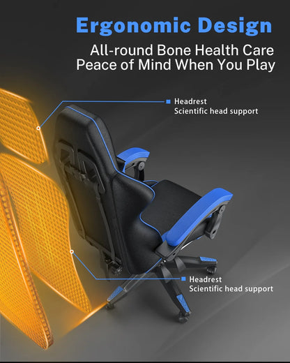 Bigzzia Gaming Chair with Footrest, Gaming Chair for Adult with Headrest and Lumbar Support,Red