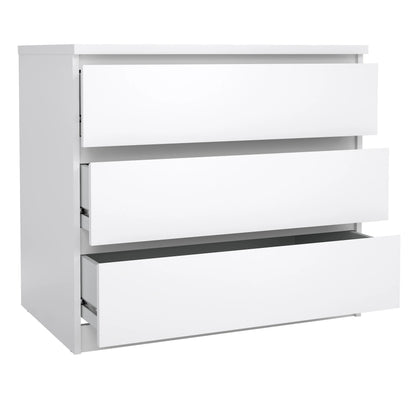 Tvilum Scottsdale 3 Drawer Chest Dresser for Adults, White High Gloss