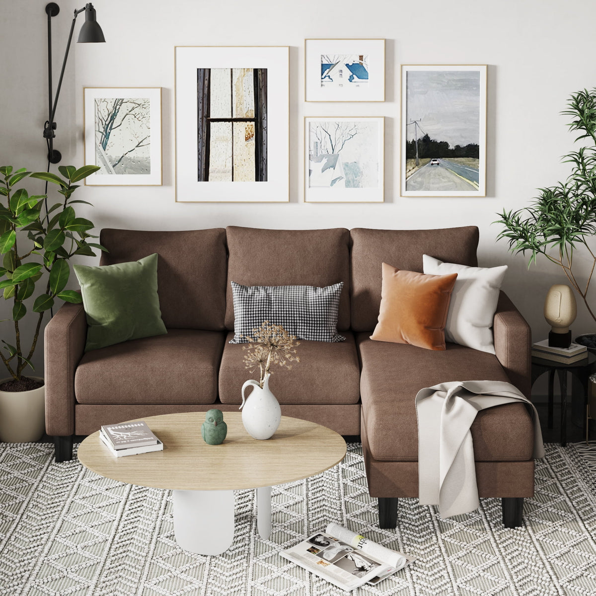 Homall Convertible Sectional Sofa Couch, Modern Linen Fabric L-Shaped Couch 3-Seat Sofa Sectional with Reversible Chaise for Small Living Room, Apartment and Small Space, Dark Gray