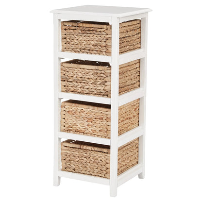 OSP Home Furnishings Seabrook Four-Tier Storage Unit With Espresso Finish and Natural Baskets