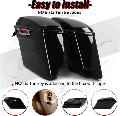 Kojem Hard Saddle Bags for 1993 - 2013 Harley Road King Glide Vivid Black Lockable Saddlebags