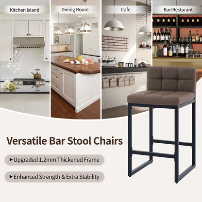 FIRAVOE Bar Stools Set of 3, Counter Height Bar Stools (Low Back)(Thickened Frame) 26" PU Leather Barstools Bar Chairs for Kitchen Island, Black