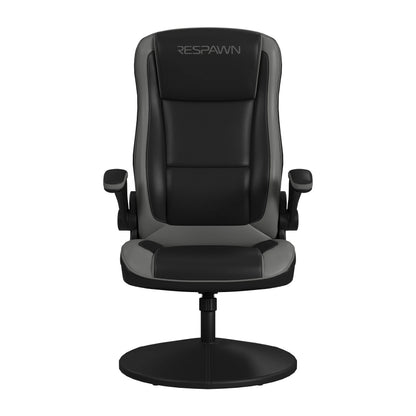 RESPAWN 800 Swivel Rocker Gaming Chair - Ergonomic Floor Gaming Seat with Lumbar Support, Flip Up Armrest, High Back, Pedestal Base, Comfortable No Wheels Console Video Game Rocker Chair - Red