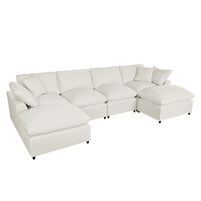 Harper & Bright Designs Convertible Modular Sectional Sofa with 2 Removable Ottomans & Pillows, Large U Shape Cloud Couch with Reversible Chaise for Living Room, Grey