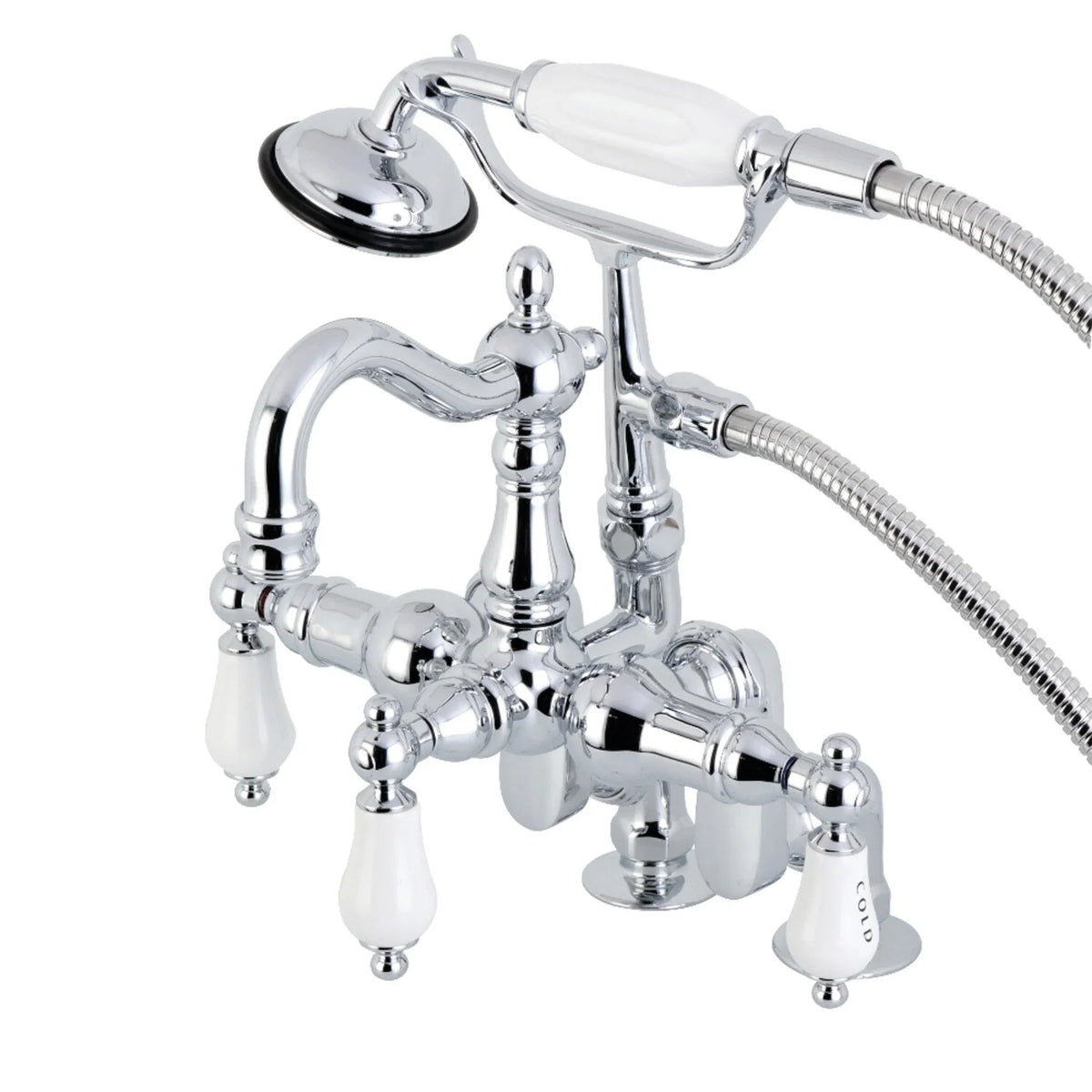 Kingston Brass Vintage Deck Mount Clawfoot Tub Faucet with Hand Shower Brushed Nickel Brushed