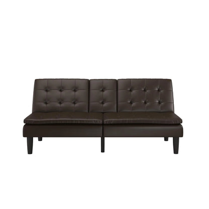 Mainstays Memory Foam 71.5" Futon with Cupholder and USB, Black Faux Leather