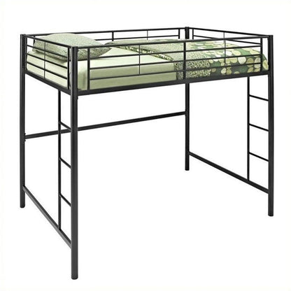 Walker Edison Sunset Modern Powder-Coated Steel Metal Full Loft Bunk Bed - Black
