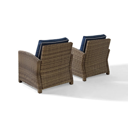 Crosley Brands Bradenton 2Pc Outdoor Wicker Chair Set Sand/Weathered Brown - 2 Arm Chairs