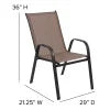 BizChair 5 Pack Black Outdoor Stack Chair with Flex Comfort Material and Metal Frame
