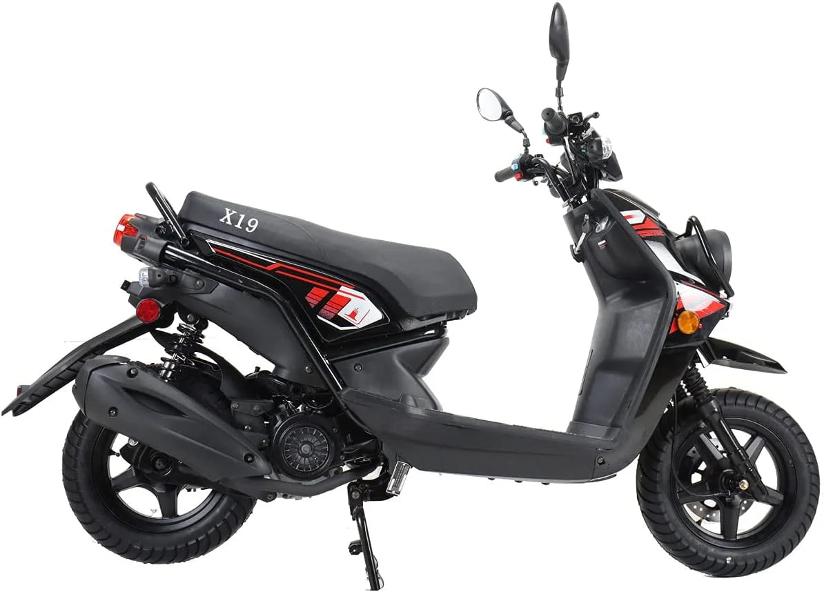 X-Pro Brand New 150cc Gas Moped Motorcycle, 12" Aluminum Wheels Electric/Kick Start Dual Headlights