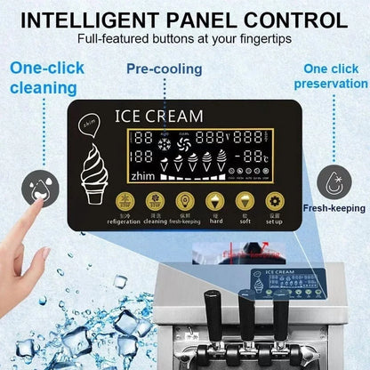 SHENGJINSH Pre-cooled Commercial Ice Cream Machine, 3 Flavors Countertop Soft Serve Ice Cream Maker