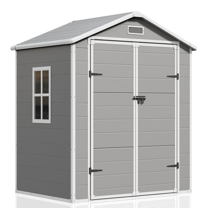 UDPATIO Outdoor Storage Shed 5x3 FT, Resin Garden Shed for Backyard, Patio, Lawn, Grey & White