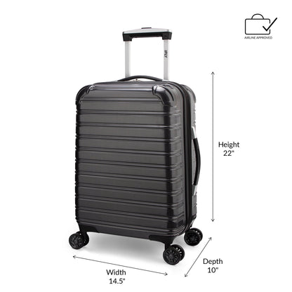 iFLY Hardside Fibertech 3.0 2 Piece Set, 20" Carry-on and 28" Checked Luggage, Gadget Gray