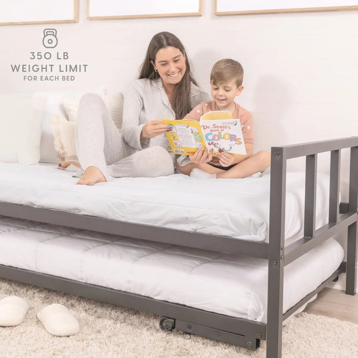 Milliard Twin Daybed and Fold-up Trundle Set, Frame - Mattresses Sold Separately (Black)